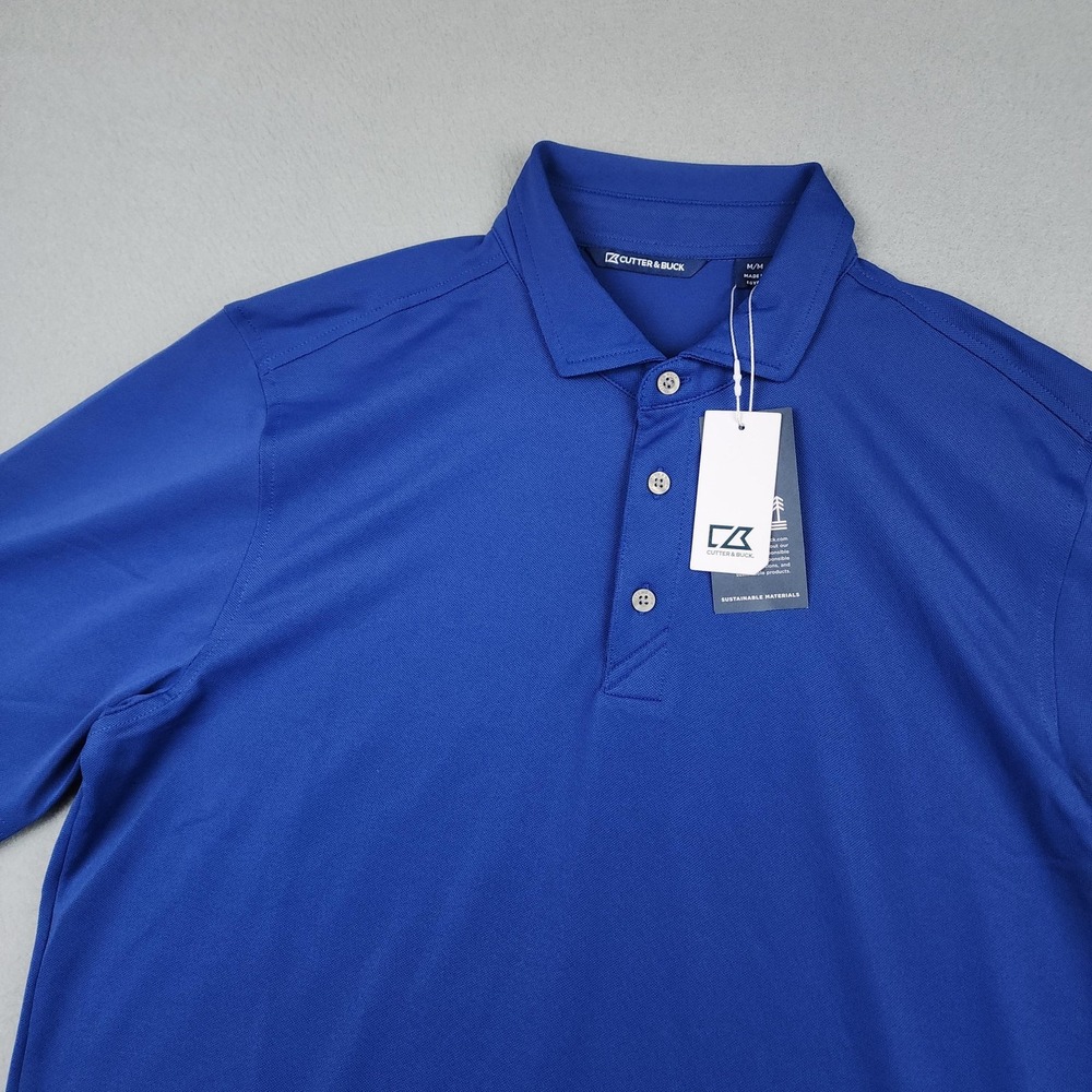 Cutter & Buck Polo Shirt Mens Medium Blue Virtue Eco Pique Golf Recycled